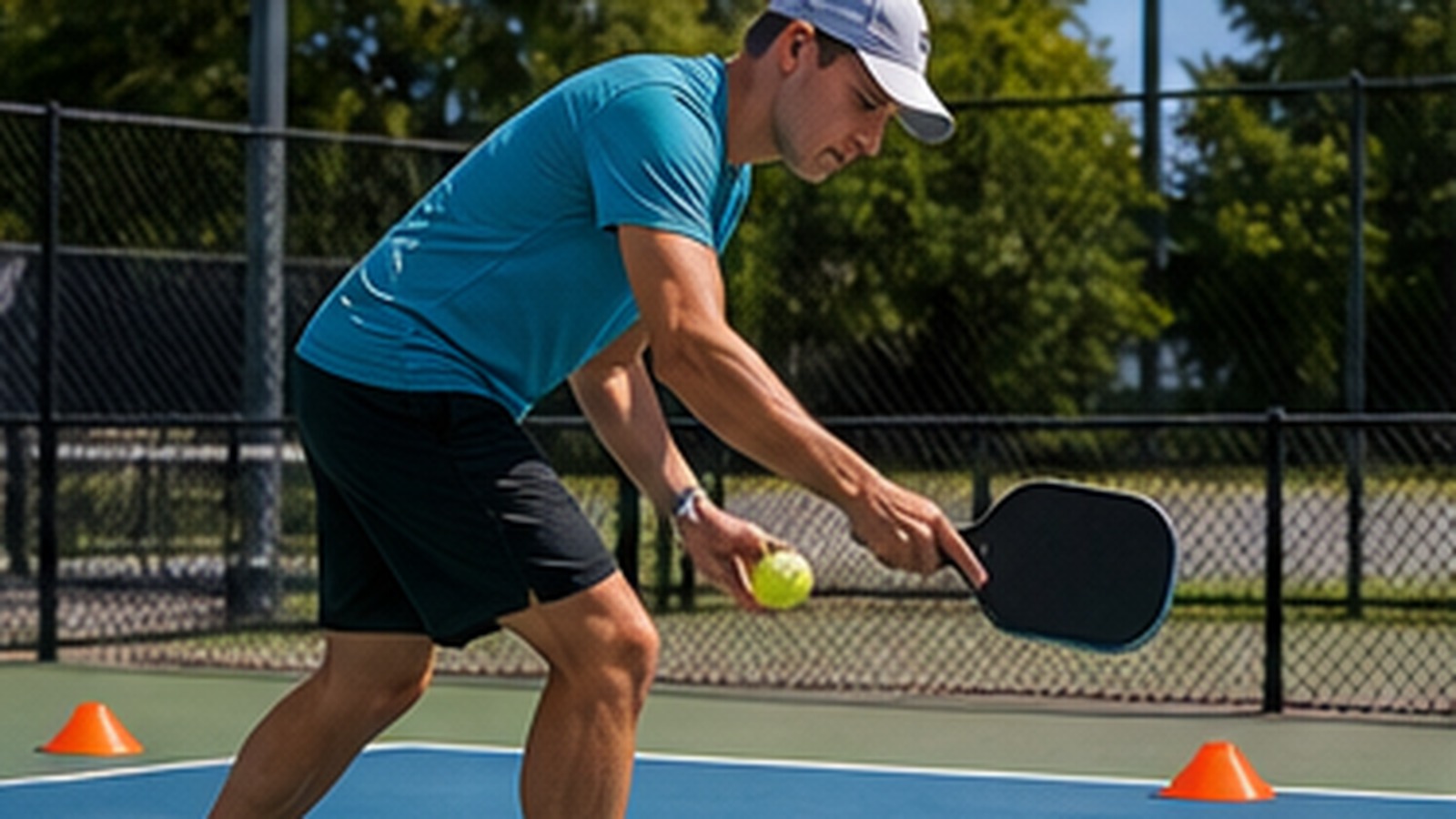 Photorealistic pickleball scene for Advanced Serve Drills Before Your Next Game for Better Footwork