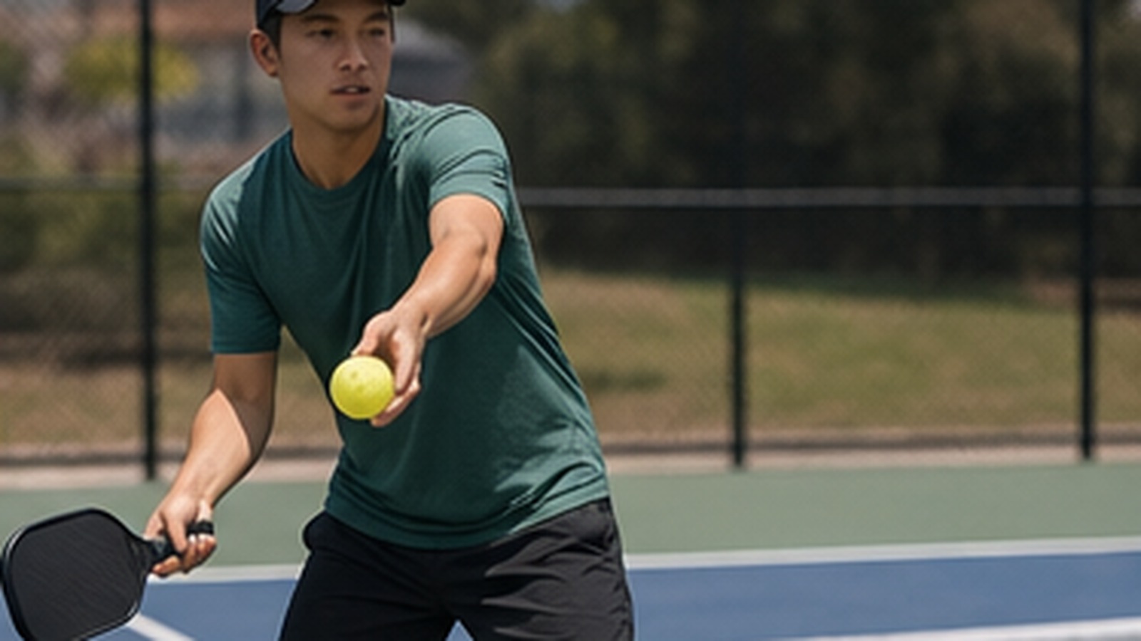 Photorealistic pickleball scene for Beginner Guide to Ball Rotation Paddle Path for Beginners