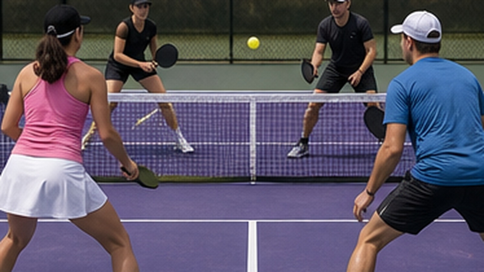Photorealistic pickleball scene for Beginner Guide to Court Coverage Rotation to Control the Middle
