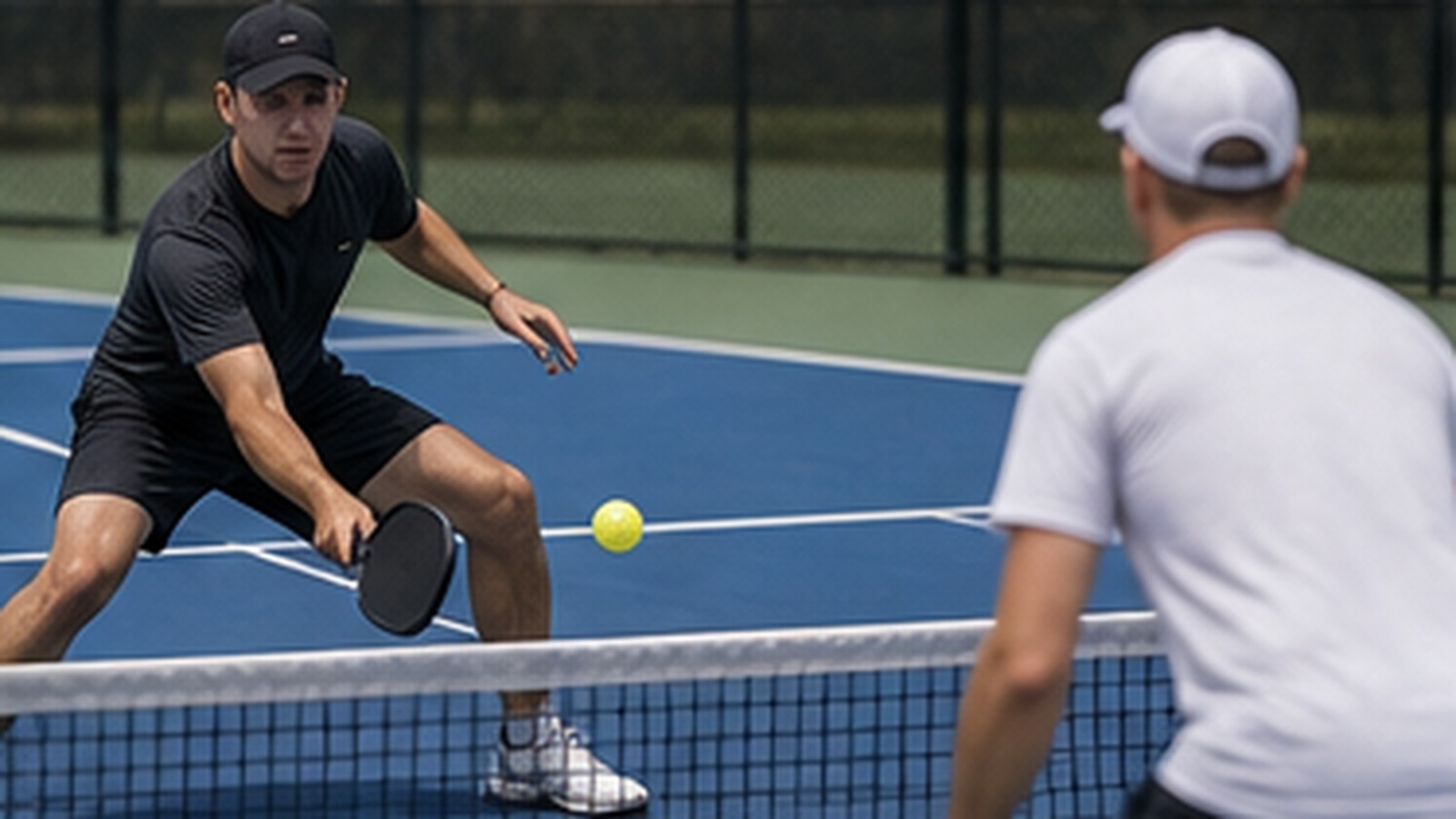Photorealistic pickleball scene for Beginner Guide to Doubles Pickleball Rotation Without Confusing Your Partner