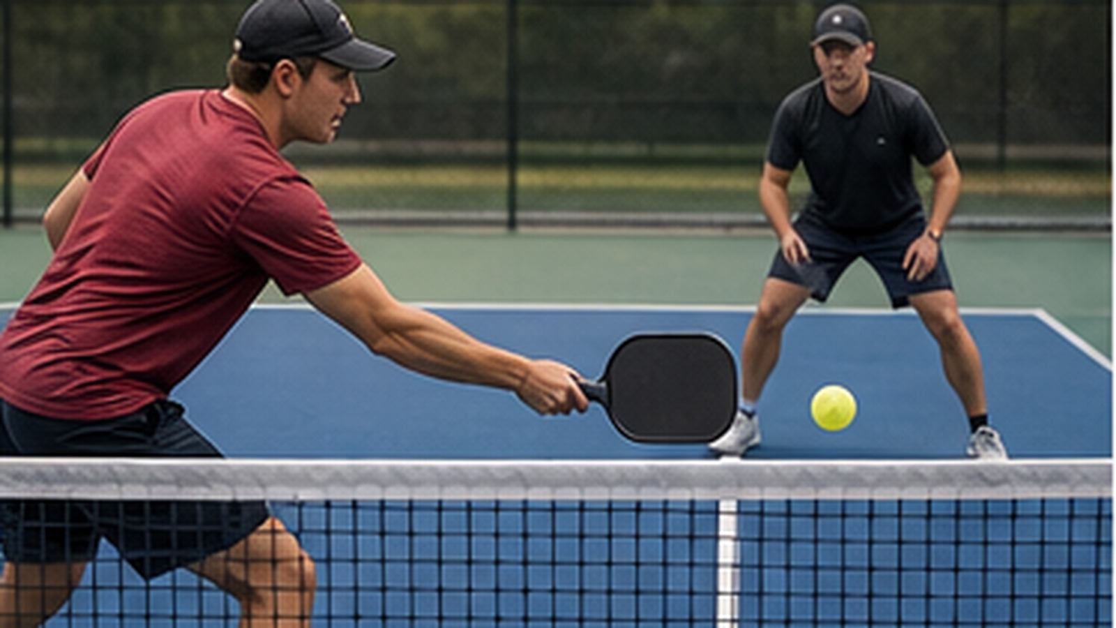 Photorealistic pickleball scene for Beginner Guide to Drop Shot Spin That Changes the Point