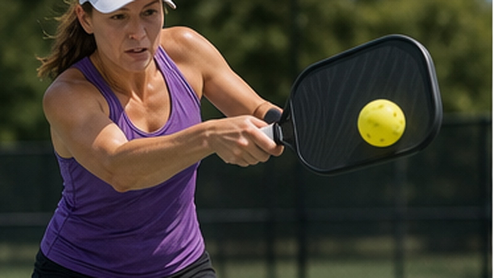 Photorealistic pickleball scene for Beginner Guide to Topspin Shot Paddle Path to Create More Errors