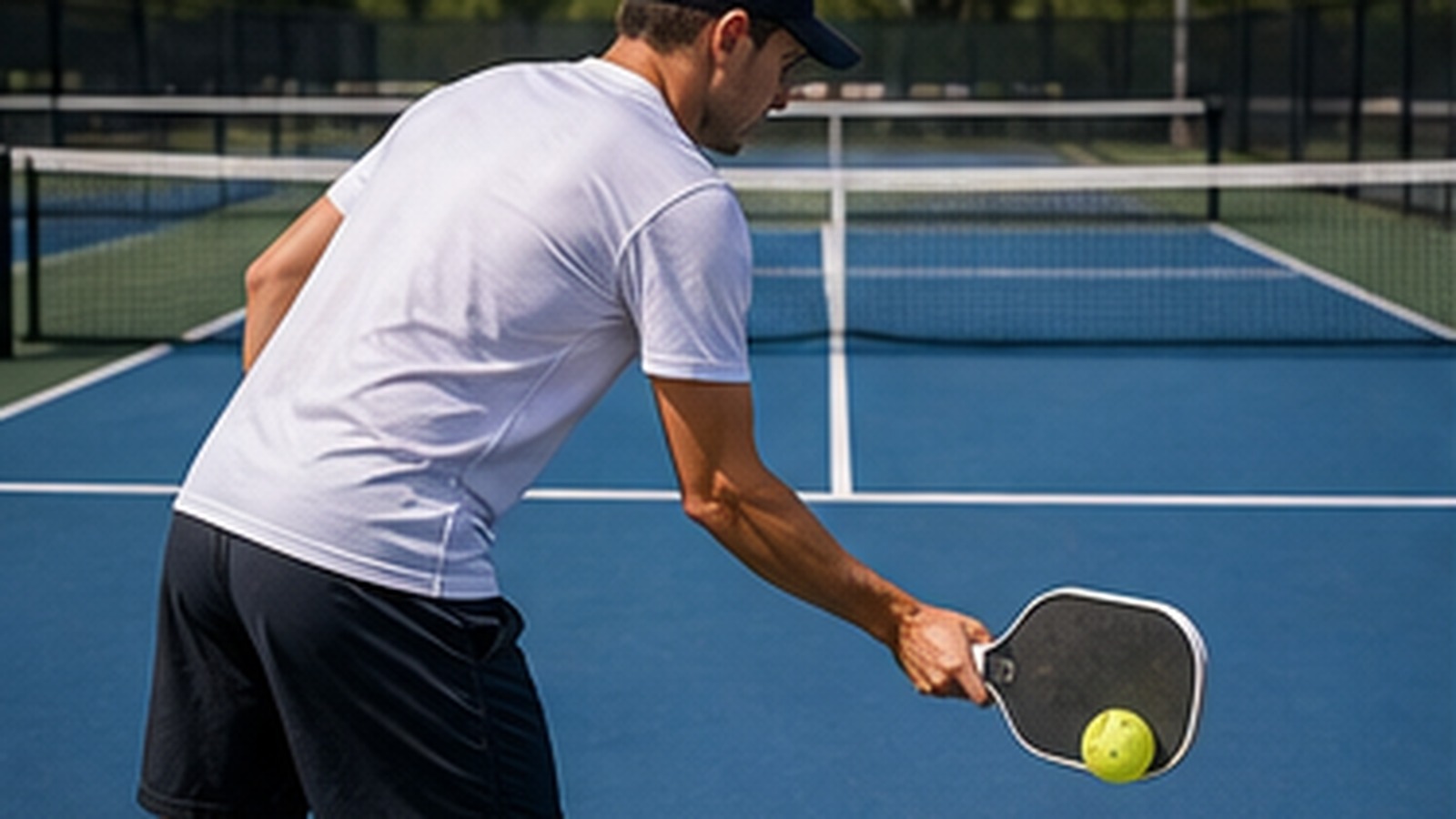 Photorealistic pickleball scene for Common Legal Serve Grip Mistakes and How to Fix Them
