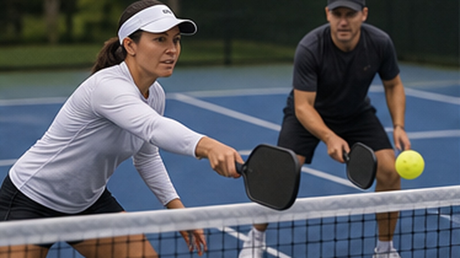 Photorealistic pickleball scene for Common Partner Communication Net Control Mistakes and How to Fix Them