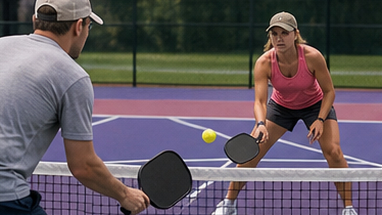 Photorealistic pickleball scene for Common Pickleball Dink Shot Paddle Angle Mistakes and How to Fix Them