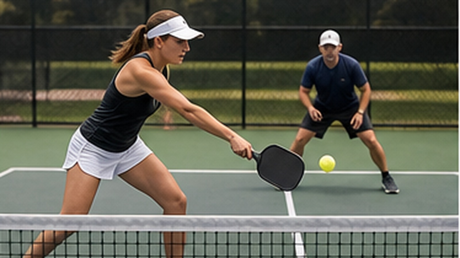 Photorealistic pickleball scene for Common Punch Volley Timing Mistakes and How to Fix Them