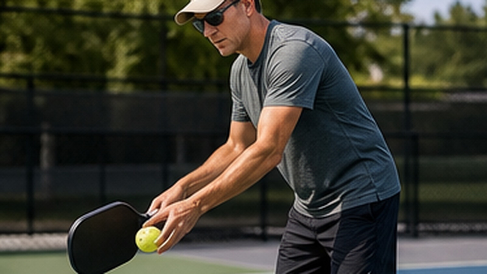 Photorealistic pickleball scene for Common Soft Serve Grip Mistakes and How to Fix Them