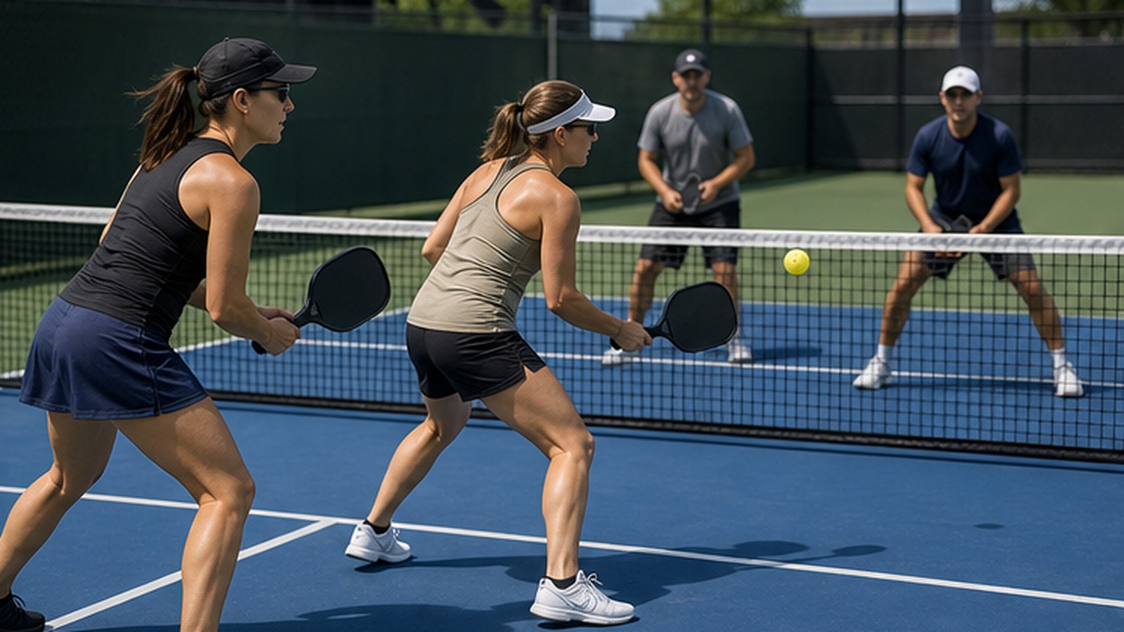 Photorealistic pickleball scene for Common Stacking Strategy Net Control Mistakes and How to Fix Them