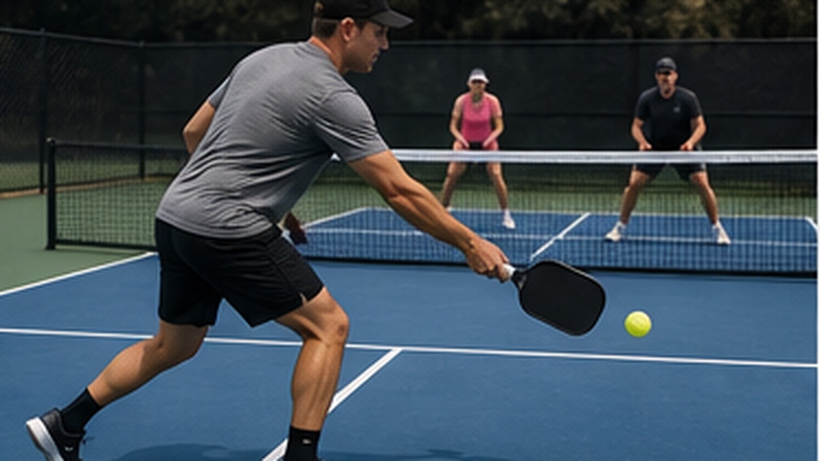 Photorealistic pickleball scene for Common Third Shot Drive Decision Making Mistakes and How to Fix Them