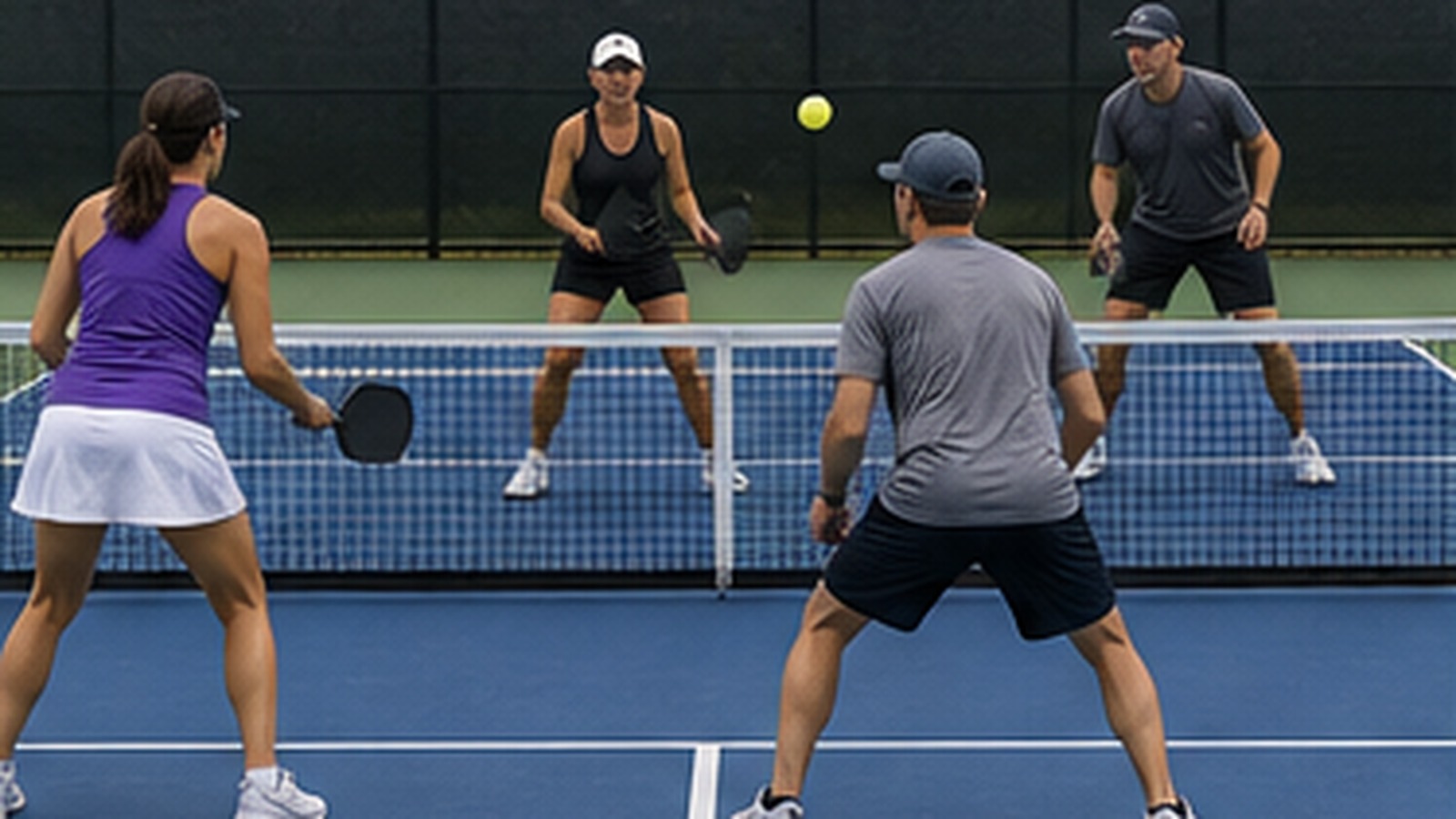Photorealistic pickleball scene for Court Coverage Drills for Beginners for Better Shot Selection