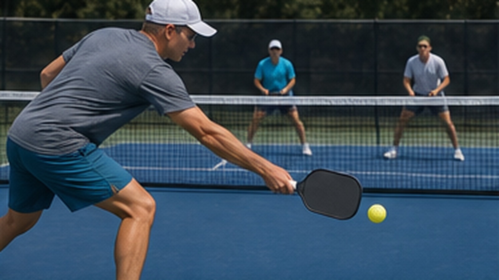 Photorealistic pickleball scene for Cut Return Drills to Create More Errors for Better Wrist Control