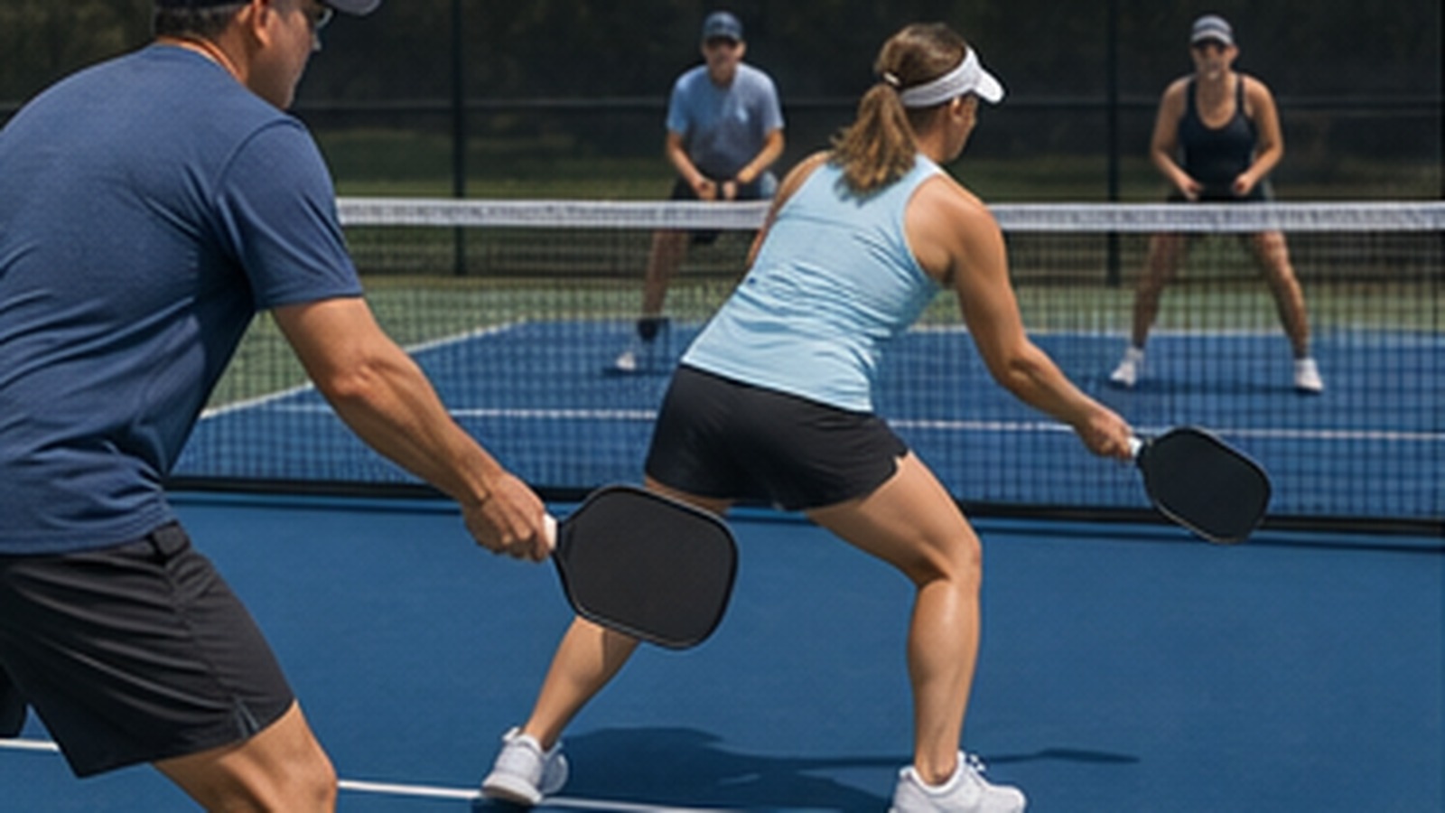 Photorealistic pickleball scene for Paddle Face Control Drills for Doubles Strategy for Better Wrist Control