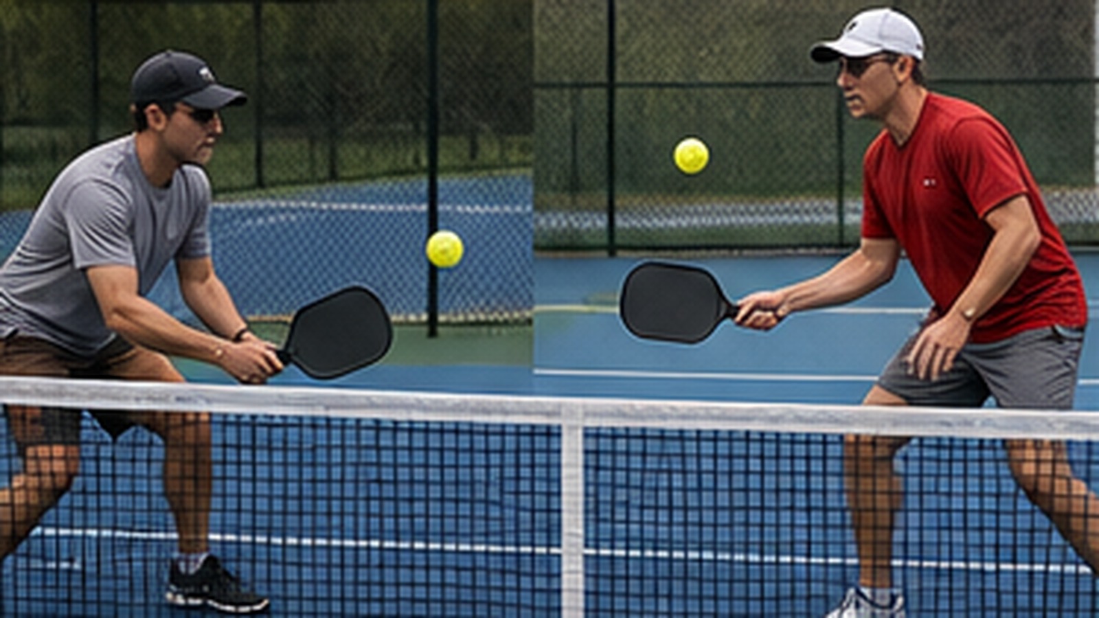 Photorealistic pickleball scene for Pickleball Volley Drills Against Fast Hands for Better Net Play