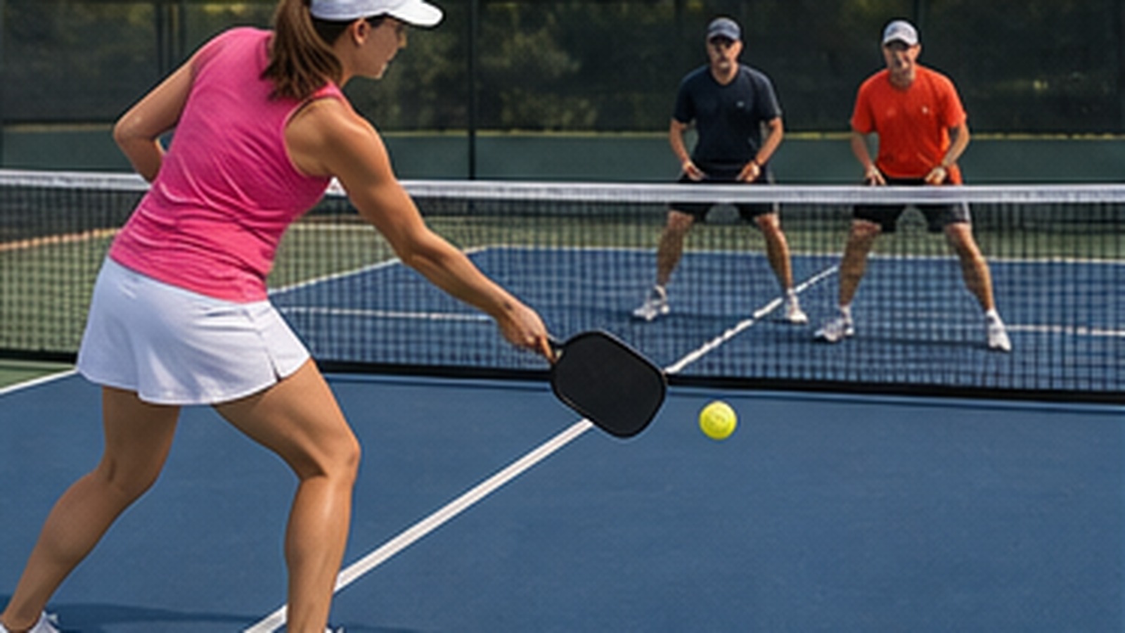 Photorealistic pickleball scene for Serve Return Setup Drills Step by Step for Better Footwork