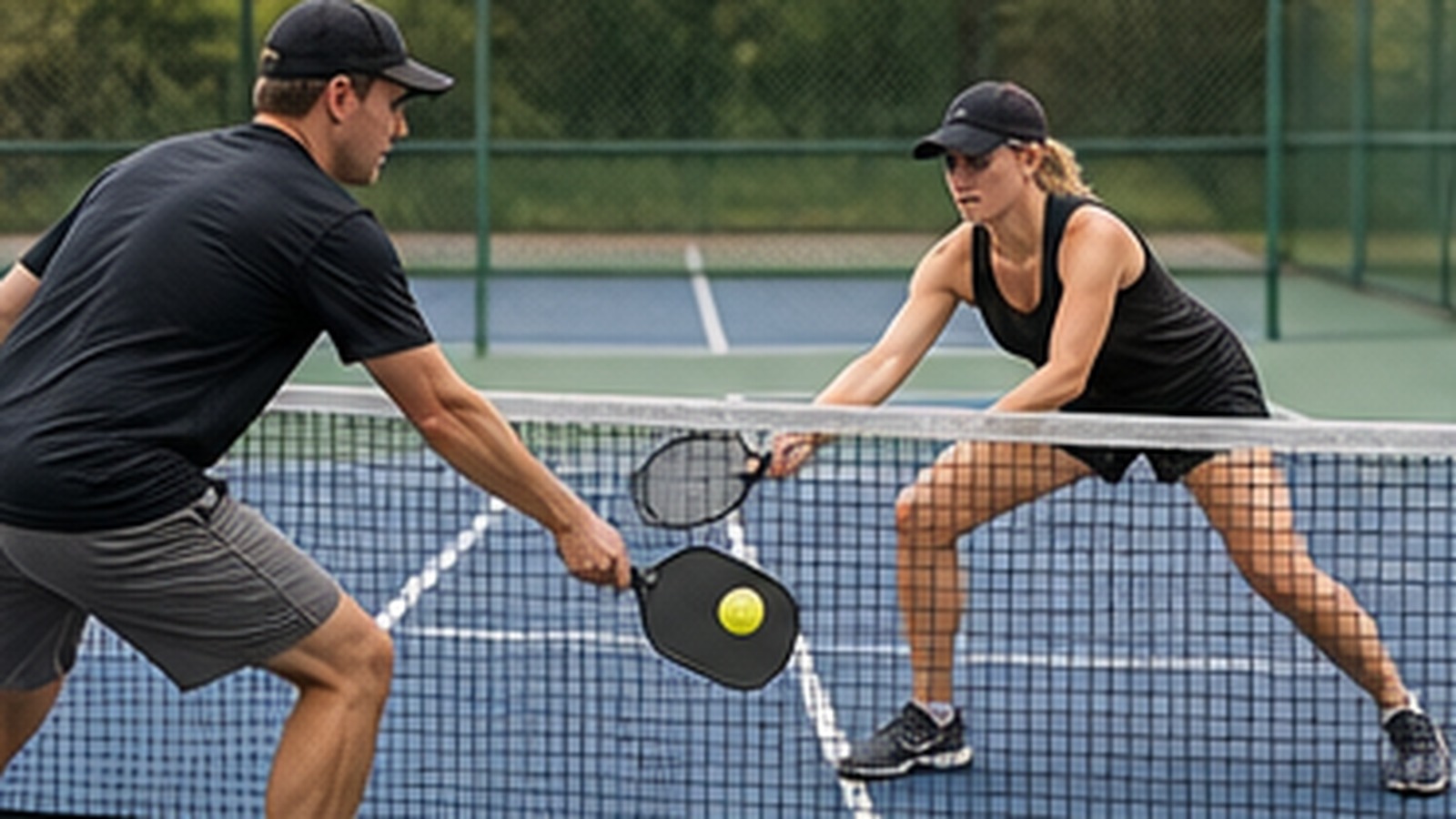Photorealistic pickleball scene for Soft Game Drills for Better Soft Hands for Better Footwork