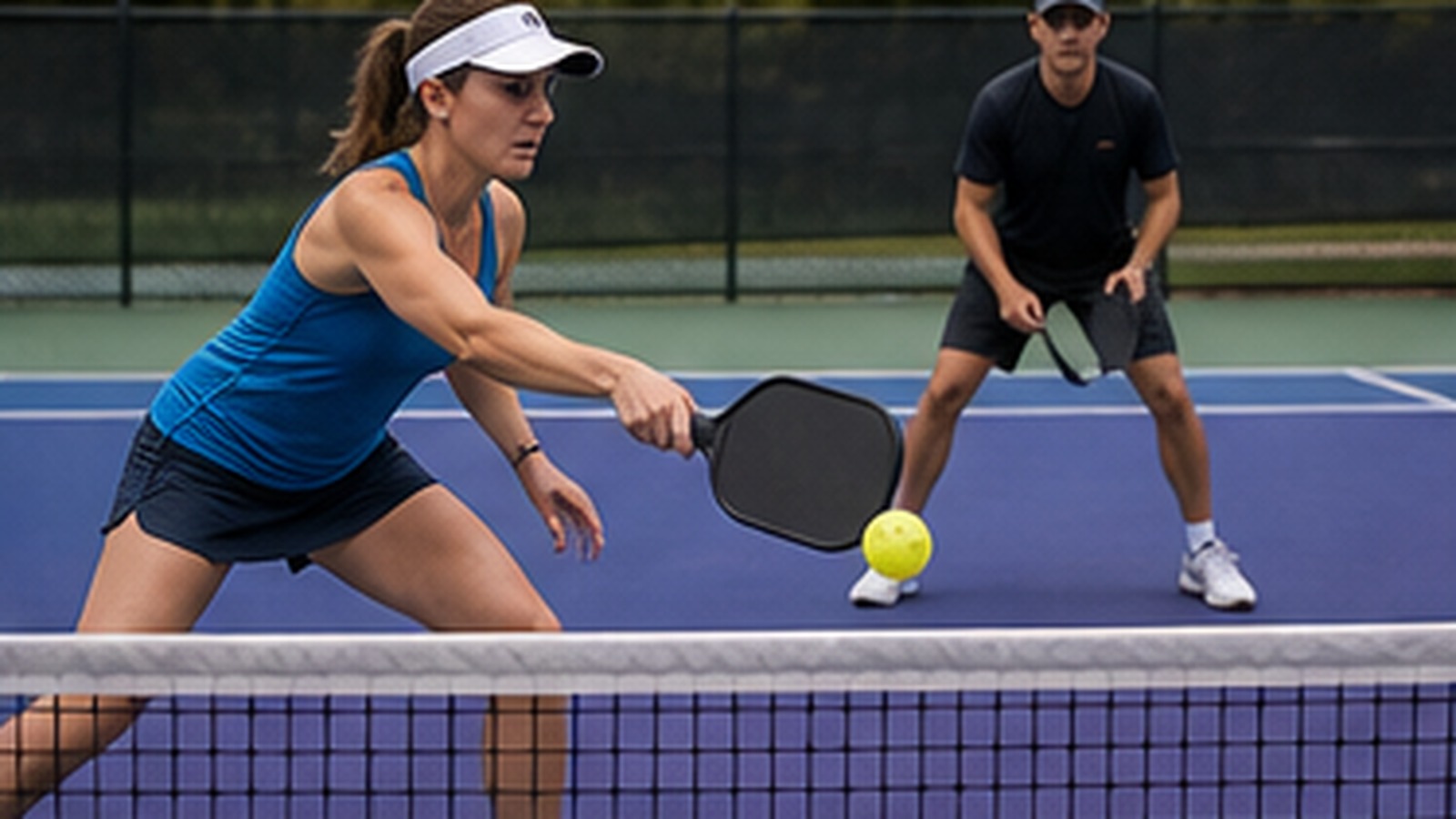 Photorealistic pickleball scene for Speed-Up Volley Drills Step by Step for Better Net Play