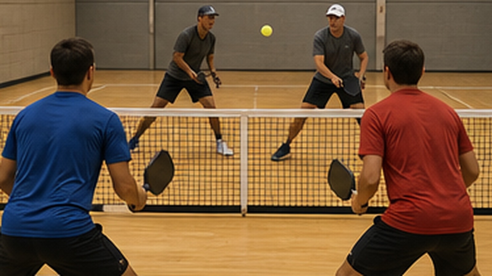 Photorealistic pickleball scene for Team Offense Drills That Builds Better Chemistry for Better Shot Selection